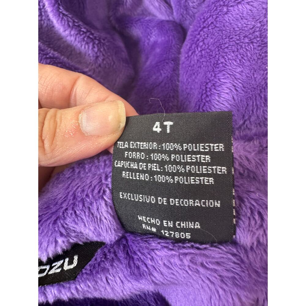 Snozu Kids Puffer Jacket 4T – Purple Teal Ombre Faux-Fur Lined Hooded Coat - Picture 4 of 9
